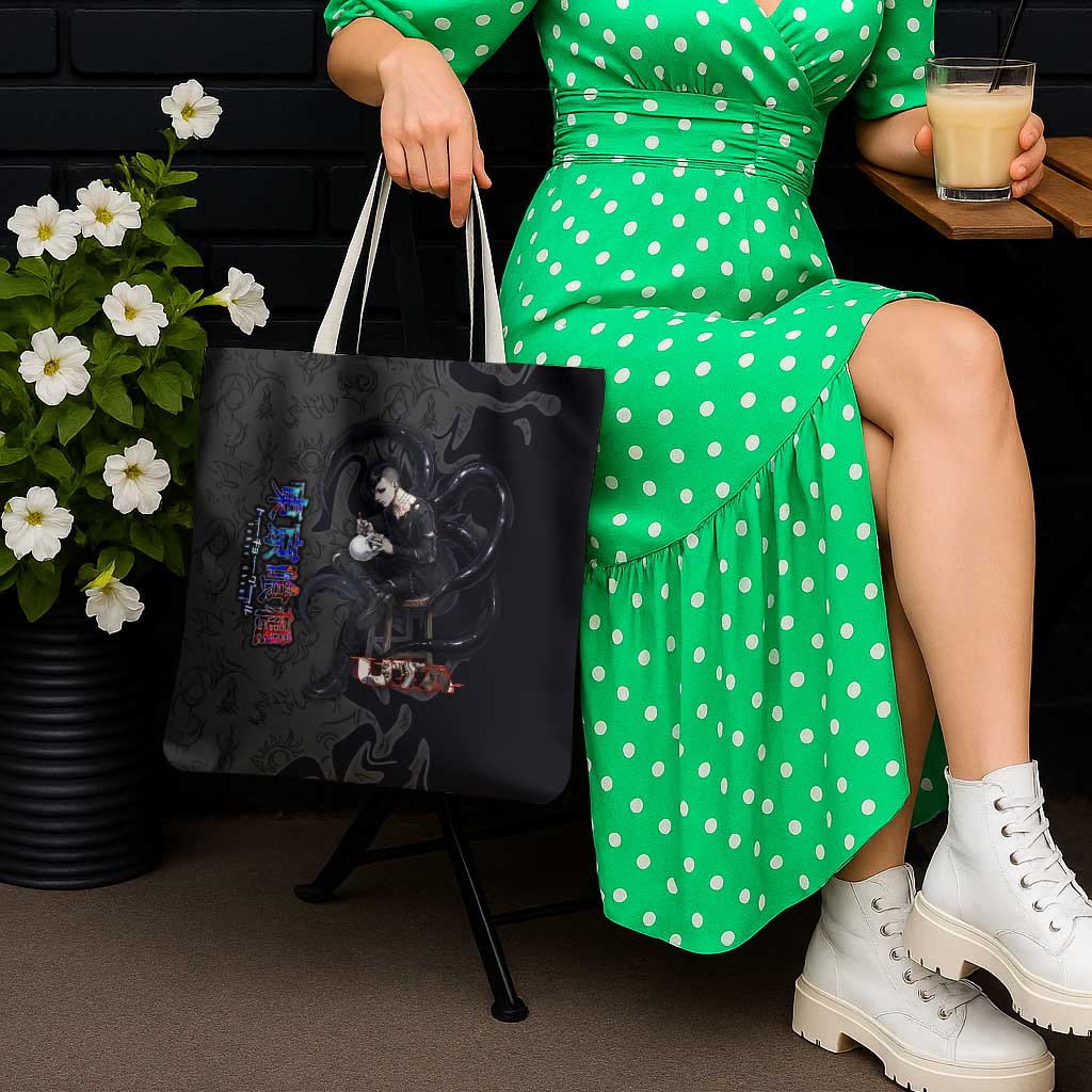 Uta Tokyo Ghoul Tote Bag Dark Urban Tattoo Style with Oni Mask Elements