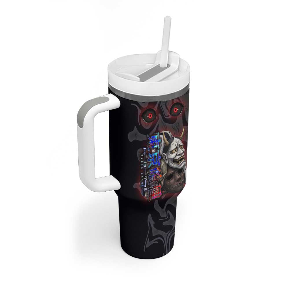 Uta Tokyo Ghoul Tumbler With Handle Dark Urban Tattoo Style with Oni Mask Elements