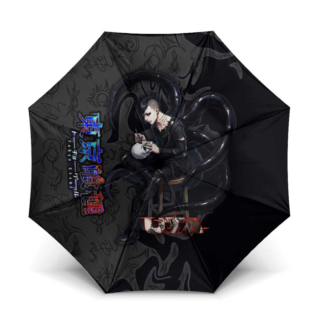 Uta Tokyo Ghoul Umbrella Dark Urban Tattoo Style with Oni Mask Elements