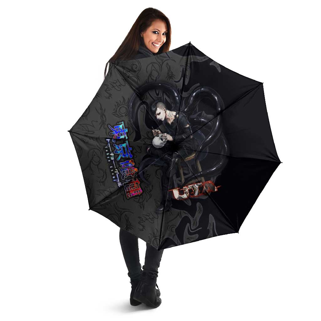 Uta Tokyo Ghoul Umbrella Dark Urban Tattoo Style with Oni Mask Elements