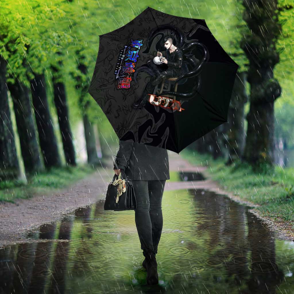 Uta Tokyo Ghoul Umbrella Dark Urban Tattoo Style with Oni Mask Elements