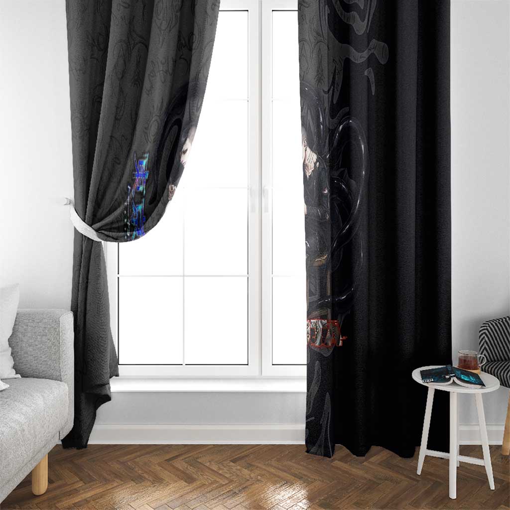 Uta Tokyo Ghoul Window Curtain Dark Urban Tattoo Style with Oni Mask Elements