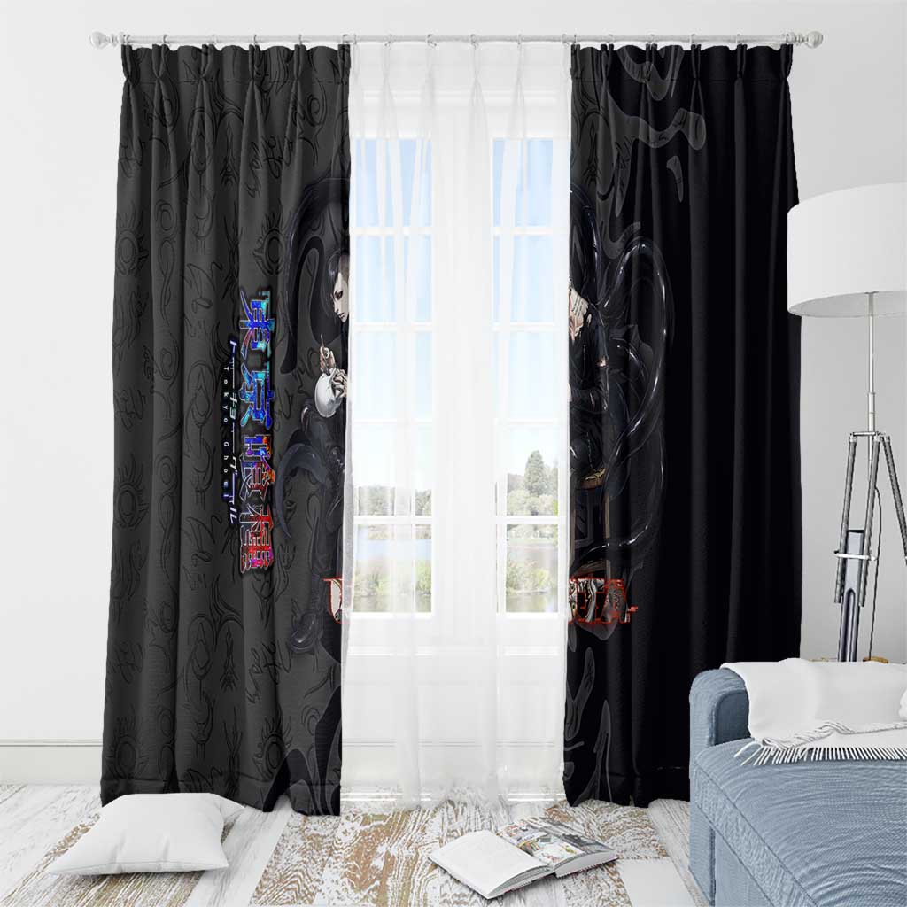 Uta Tokyo Ghoul Window Curtain Dark Urban Tattoo Style with Oni Mask Elements