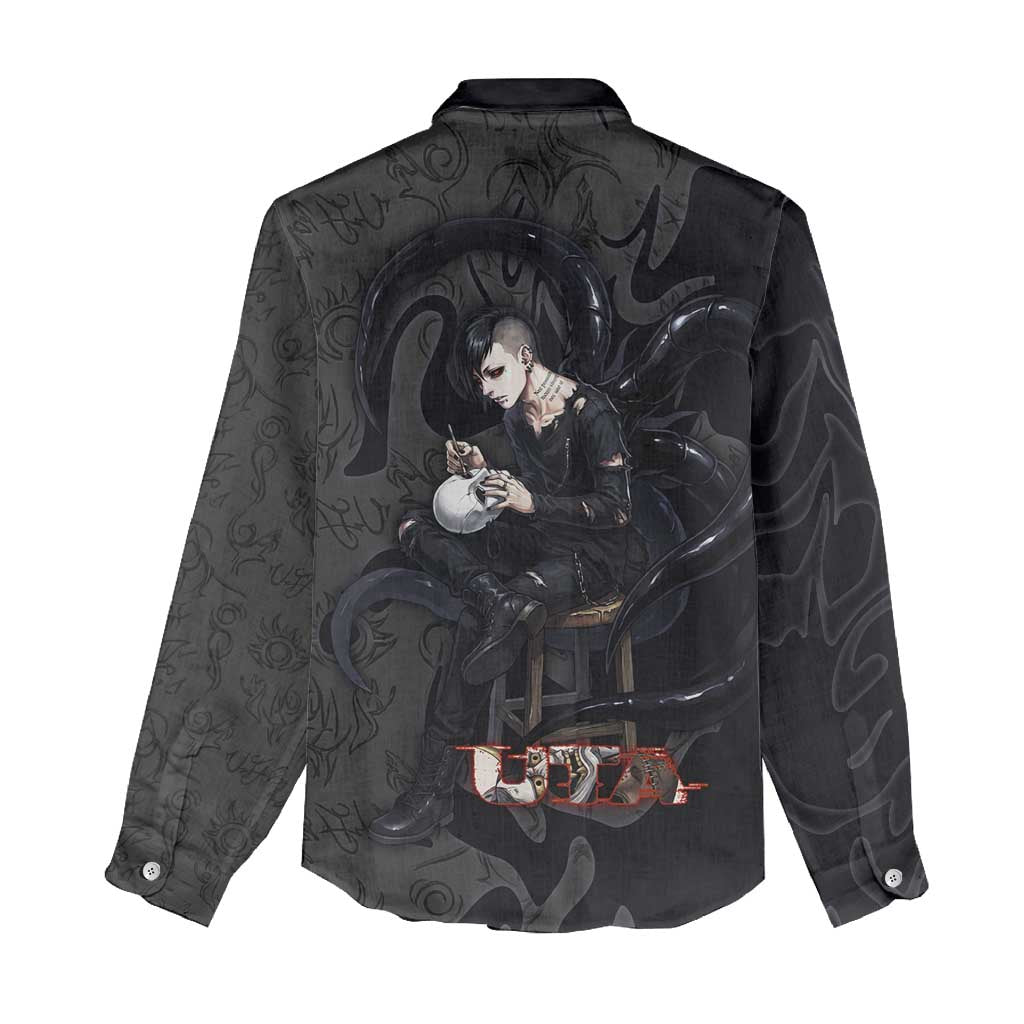 Uta Tokyo Ghoul Women Casual Shirt Dark Urban Tattoo Style with Oni Mask Elements