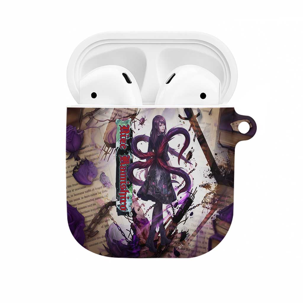 Rize Kamishiro Tokyo Ghoul AirPods Case Gothic Collage Style with Newspaper and Purple Rose Motif
