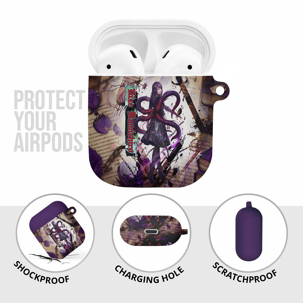 Rize Kamishiro Tokyo Ghoul AirPods Case Gothic Collage Style with Newspaper and Purple Rose Motif