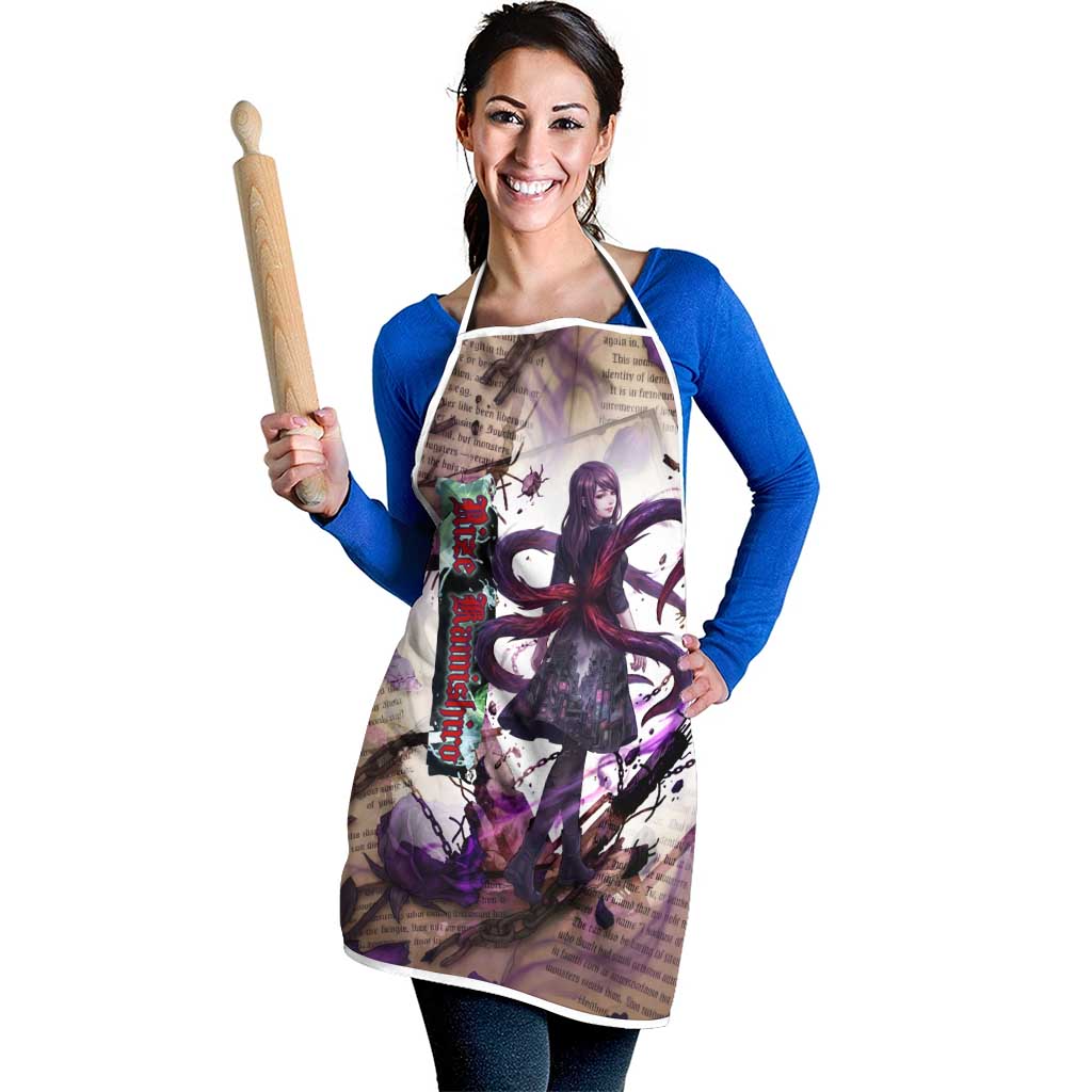 Rize Kamishiro Tokyo Ghoul Apron Gothic Collage Style with Newspaper and Purple Rose Motif