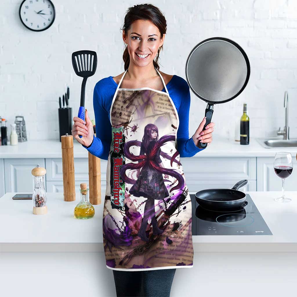 Rize Kamishiro Tokyo Ghoul Apron Gothic Collage Style with Newspaper and Purple Rose Motif