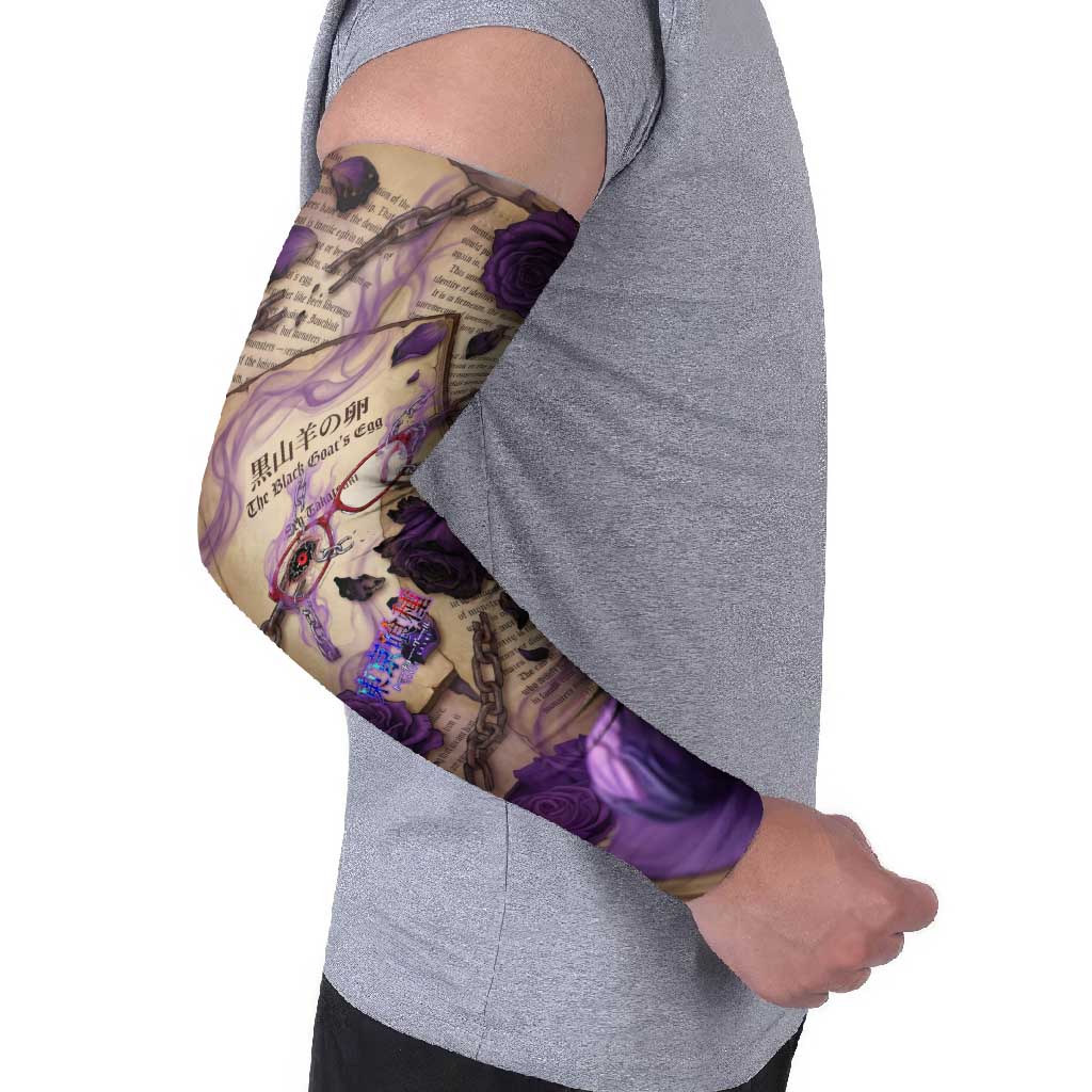 Rize Kamishiro Tokyo Ghoul Arm Sleeves Gothic Collage Style with Newspaper and Purple Rose Motif