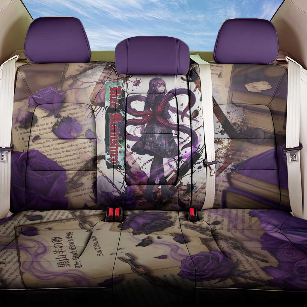Rize Kamishiro Tokyo Ghoul Back Car Seat Cover Gothic Collage Style with Newspaper and Purple Rose Motif