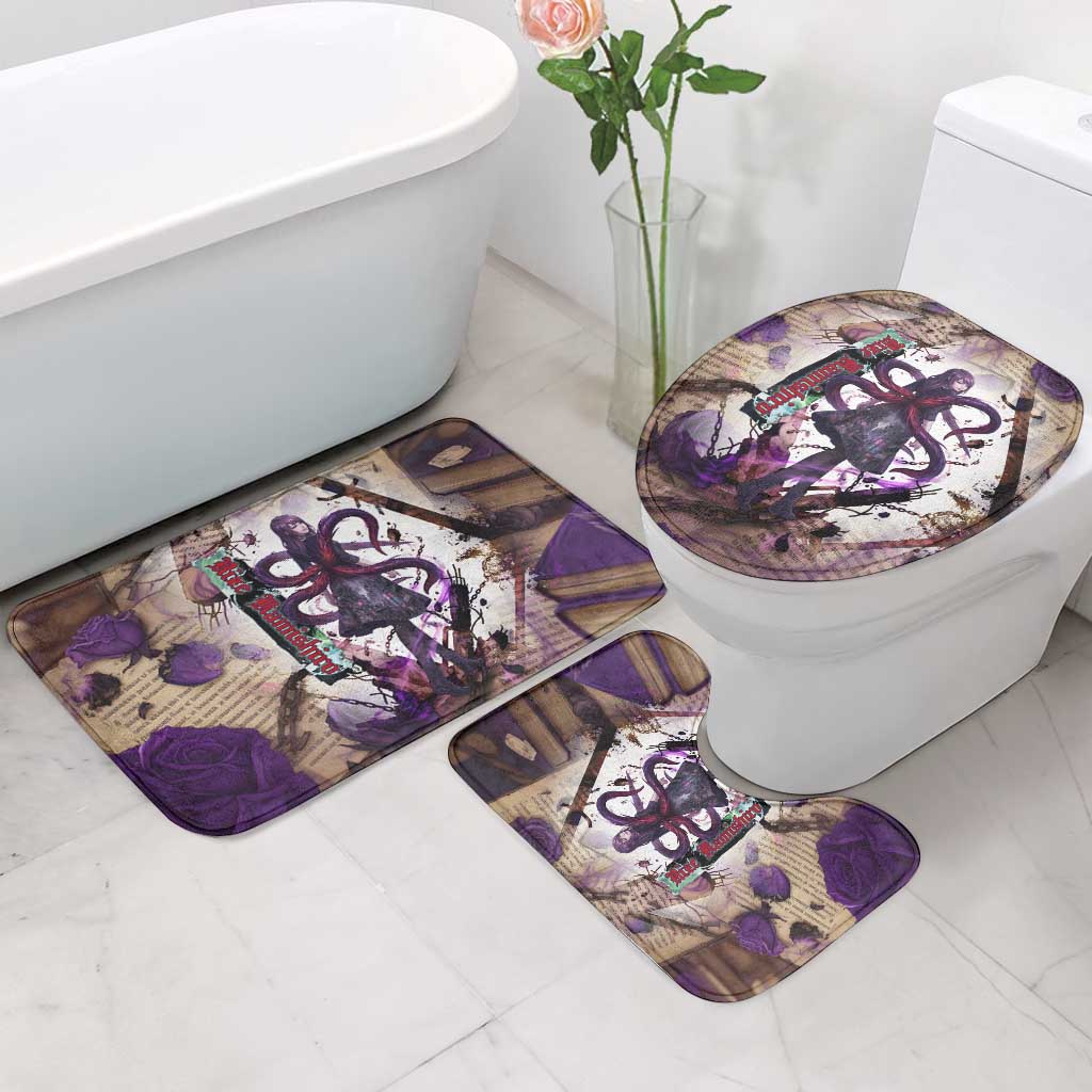 Rize Kamishiro Tokyo Ghoul Bathroom Set Gothic Collage Style with Newspaper and Purple Rose Motif