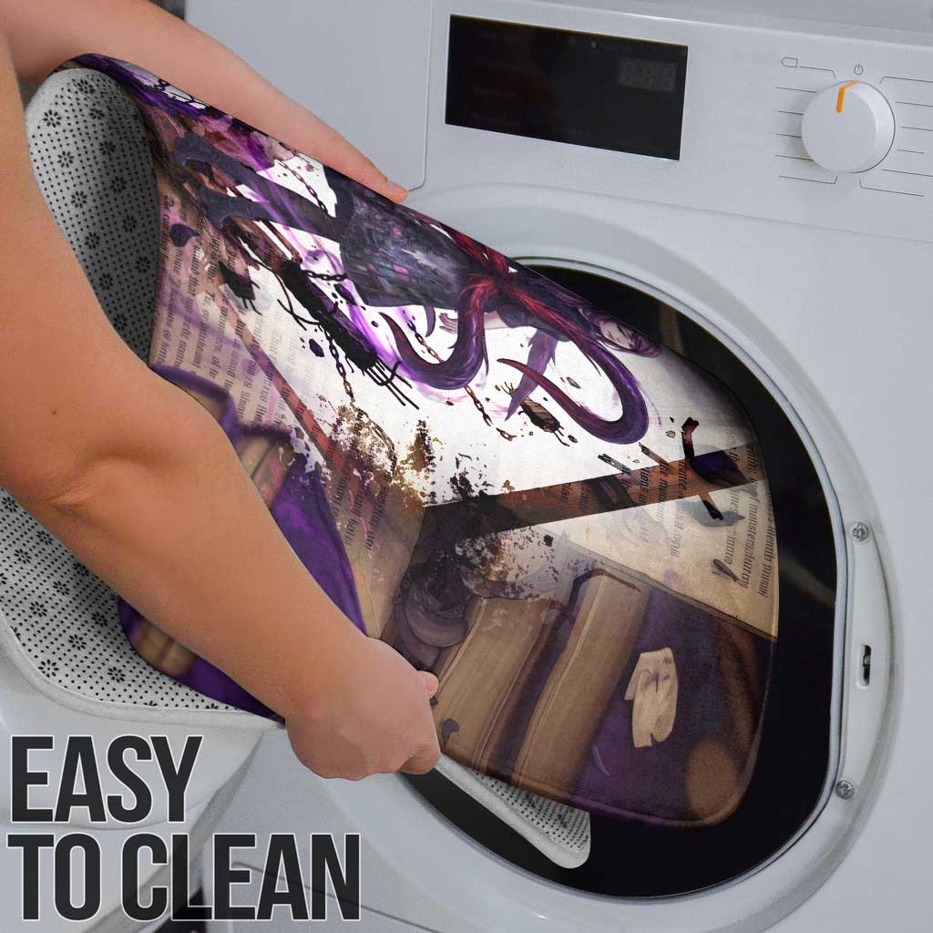 Rize Kamishiro Tokyo Ghoul Bathroom Set Gothic Collage Style with Newspaper and Purple Rose Motif