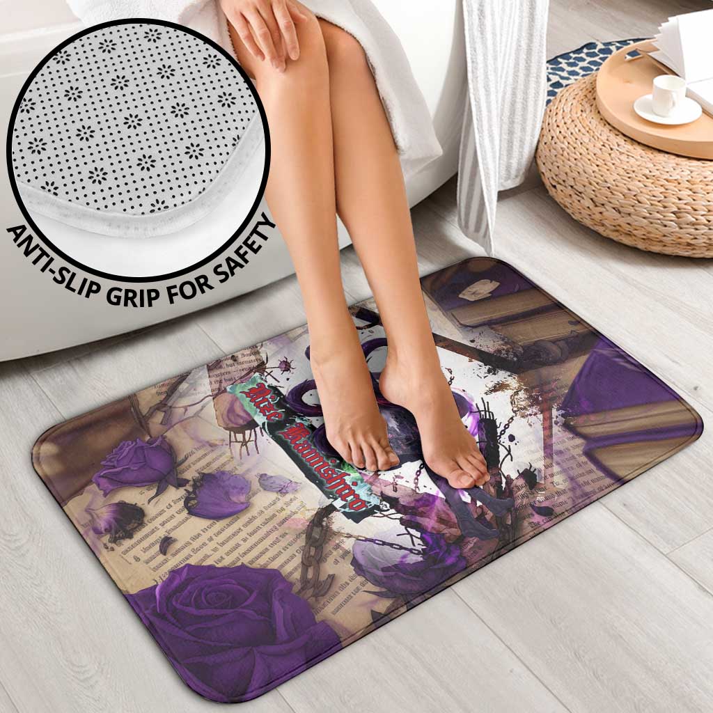 Rize Kamishiro Tokyo Ghoul Bathroom Set Gothic Collage Style with Newspaper and Purple Rose Motif
