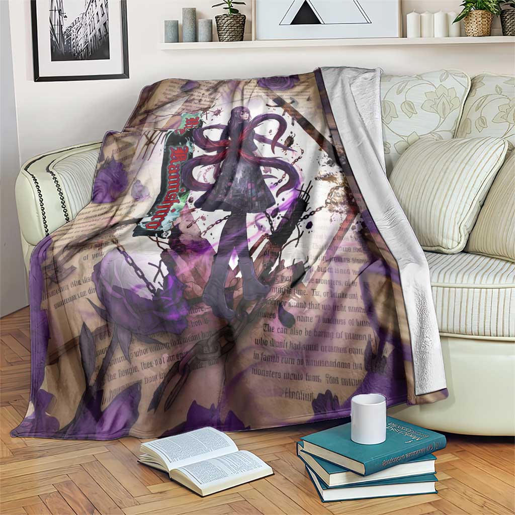 Rize Kamishiro Tokyo Ghoul Blanket Gothic Collage Style with Newspaper and Purple Rose Motif