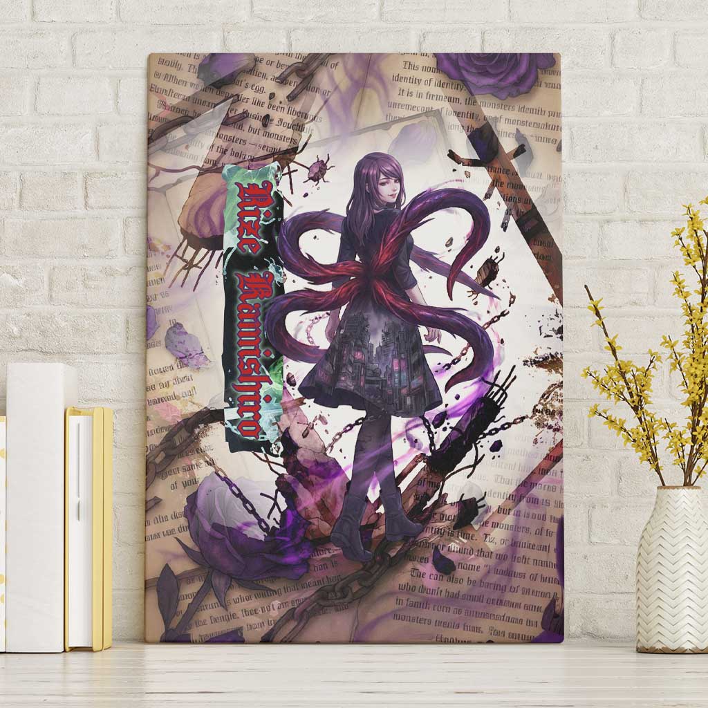 Rize Kamishiro Tokyo Ghoul Canvas Wall Art Gothic Collage Style with Newspaper and Purple Rose Motif