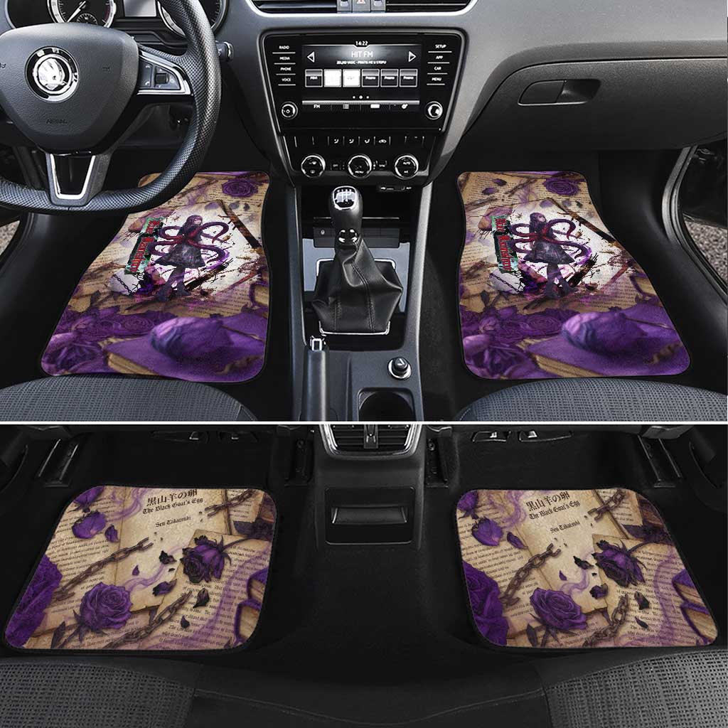 Rize Kamishiro Tokyo Ghoul Car Mats Gothic Collage Style with Newspaper and Purple Rose Motif