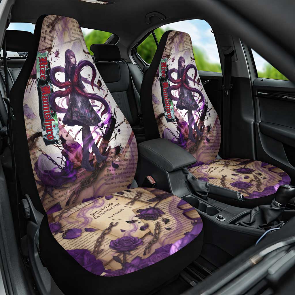 Rize Kamishiro Tokyo Ghoul Car Seat Cover Gothic Collage Style with Newspaper and Purple Rose Motif