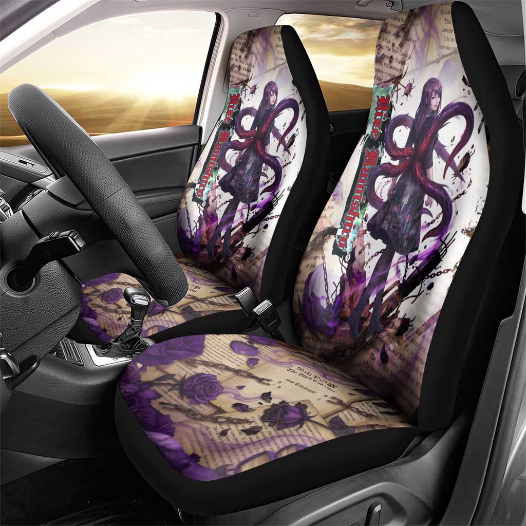 Rize Kamishiro Tokyo Ghoul Car Seat Cover Gothic Collage Style with Newspaper and Purple Rose Motif