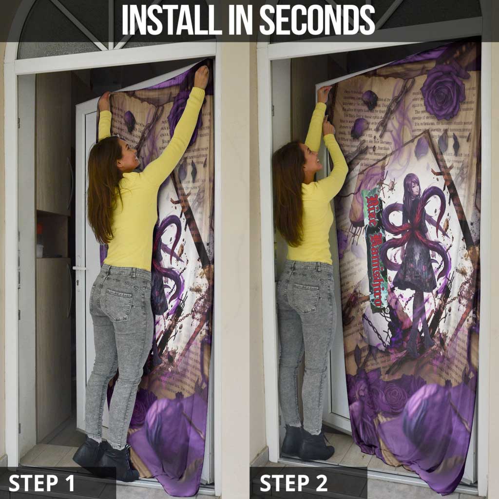 Rize Kamishiro Tokyo Ghoul Door Cover Gothic Collage Style with Newspaper and Purple Rose Motif