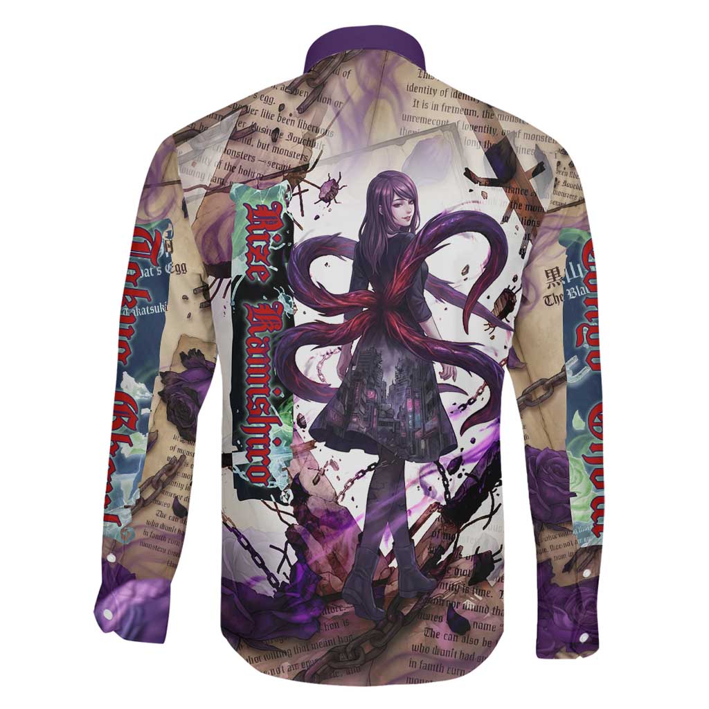 Rize Kamishiro Tokyo Ghoul Family Matching Short Sleeve Bodycon Dress and Hawaiian Shirt Gothic Collage Style with Newspaper and Purple Rose Motif
