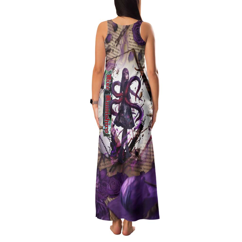 Rize Kamishiro Tokyo Ghoul Family Matching Tank Maxi Dress and Hawaiian Shirt Gothic Collage Style with Newspaper and Purple Rose Motif