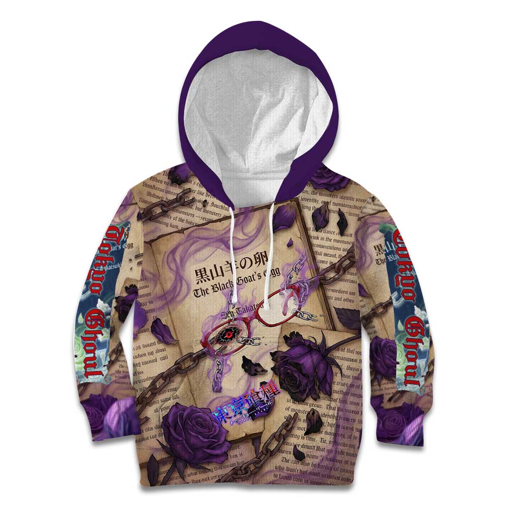 Rize Kamishiro Tokyo Ghoul Kid Hoodie Gothic Collage Style with Newspaper and Purple Rose Motif