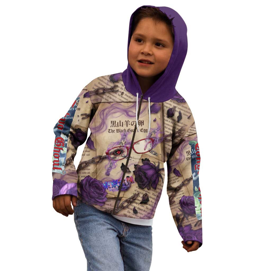 Rize Kamishiro Tokyo Ghoul Kid Hoodie Gothic Collage Style with Newspaper and Purple Rose Motif