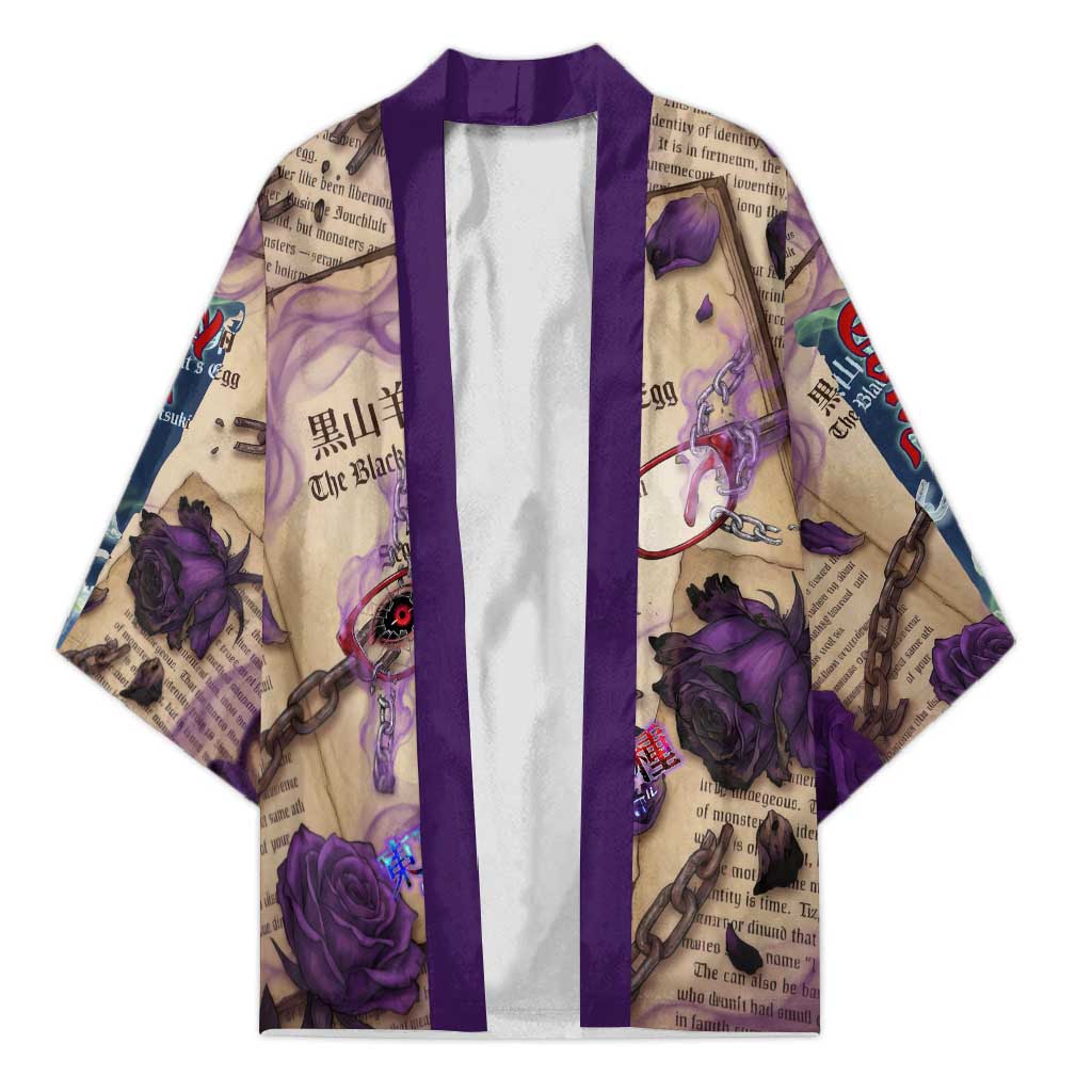 Rize Kamishiro Tokyo Ghoul Kimono Gothic Collage Style with Newspaper and Purple Rose Motif