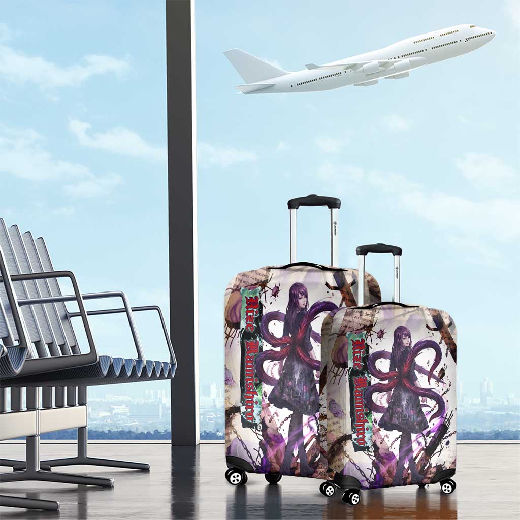 Rize Kamishiro Tokyo Ghoul Luggage Cover Gothic Collage Style with Newspaper and Purple Rose Motif