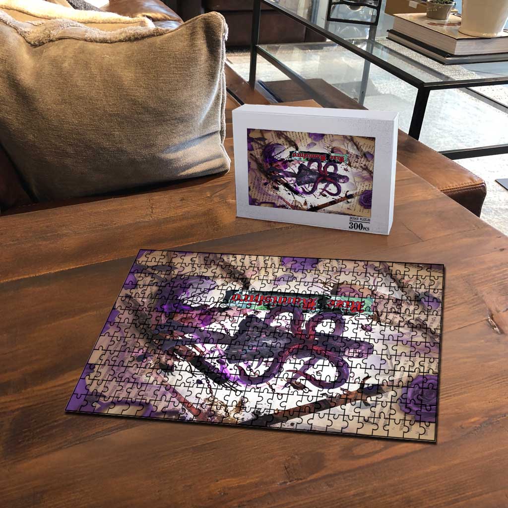 Rize Kamishiro Tokyo Ghoul Puzzle Gothic Collage Style with Newspaper and Purple Rose Motif