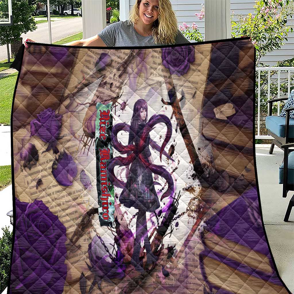 Rize Kamishiro Tokyo Ghoul Quilt Gothic Collage Style with Newspaper and Purple Rose Motif