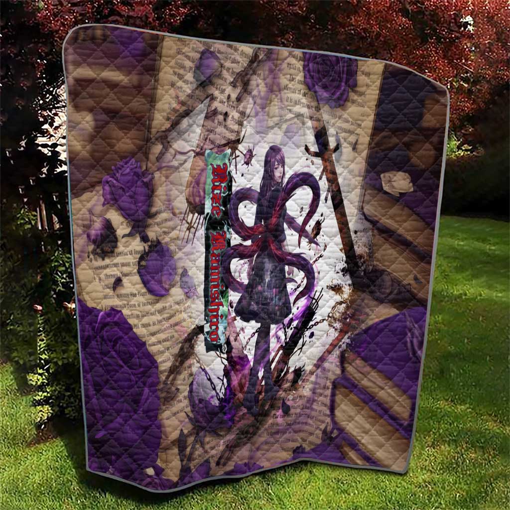 Rize Kamishiro Tokyo Ghoul Quilt Gothic Collage Style with Newspaper and Purple Rose Motif