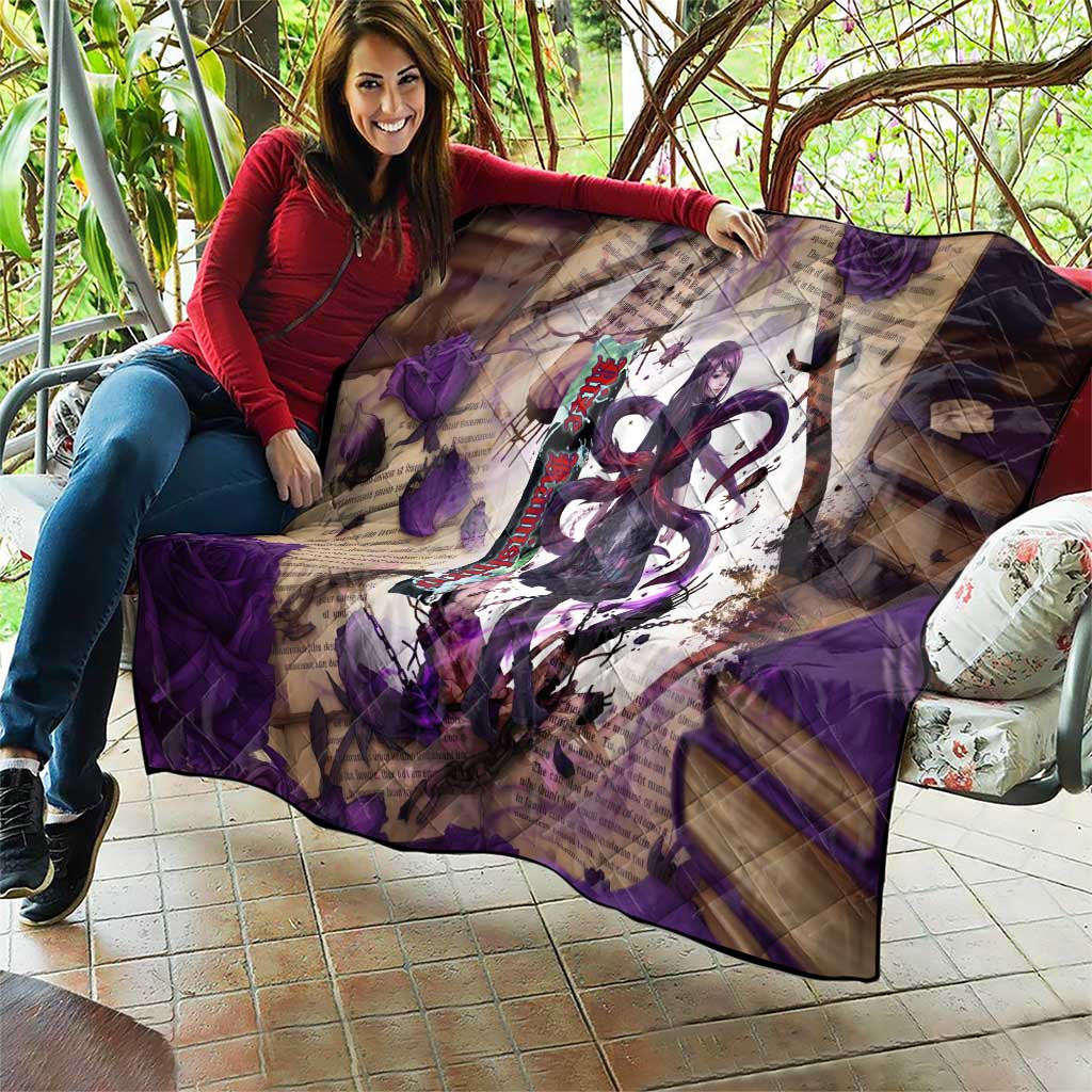 Rize Kamishiro Tokyo Ghoul Quilt Gothic Collage Style with Newspaper and Purple Rose Motif