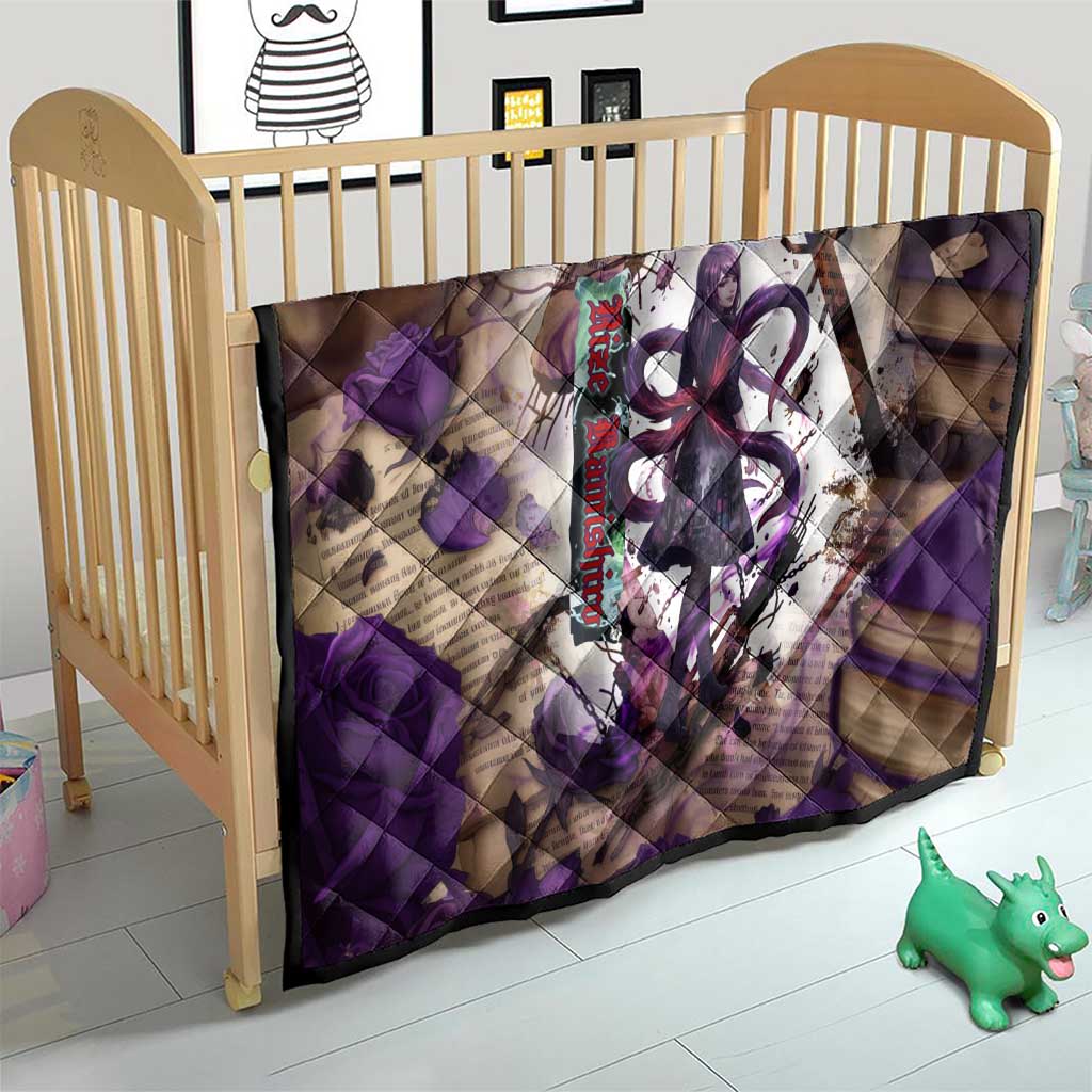 Rize Kamishiro Tokyo Ghoul Quilt Gothic Collage Style with Newspaper and Purple Rose Motif