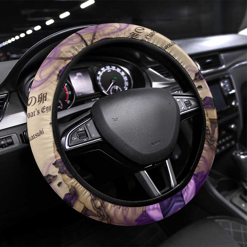 Rize Kamishiro Tokyo Ghoul Steering Wheel Cover Gothic Collage Style with Newspaper and Purple Rose Motif