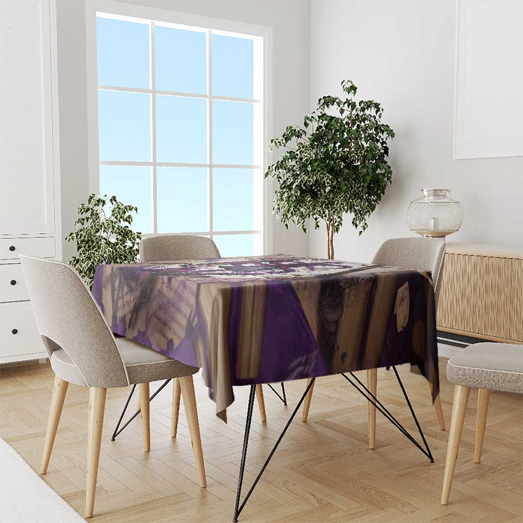 Rize Kamishiro Tokyo Ghoul Tablecloth Gothic Collage Style with Newspaper and Purple Rose Motif