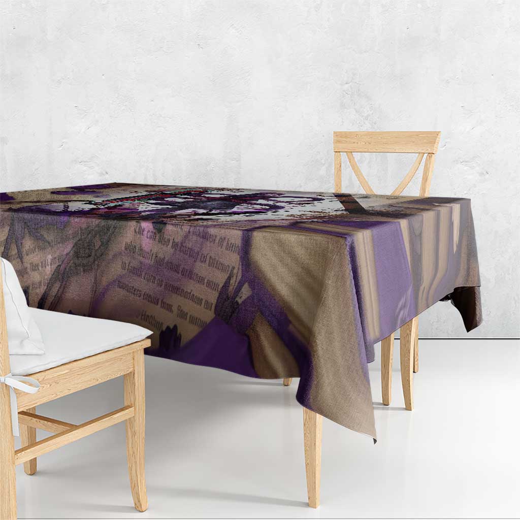 Rize Kamishiro Tokyo Ghoul Tablecloth Gothic Collage Style with Newspaper and Purple Rose Motif