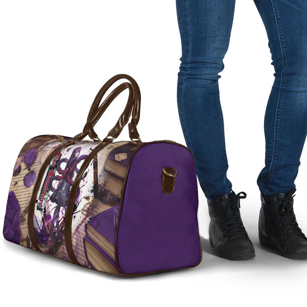 Rize Kamishiro Tokyo Ghoul Travel Bag Gothic Collage Style with Newspaper and Purple Rose Motif