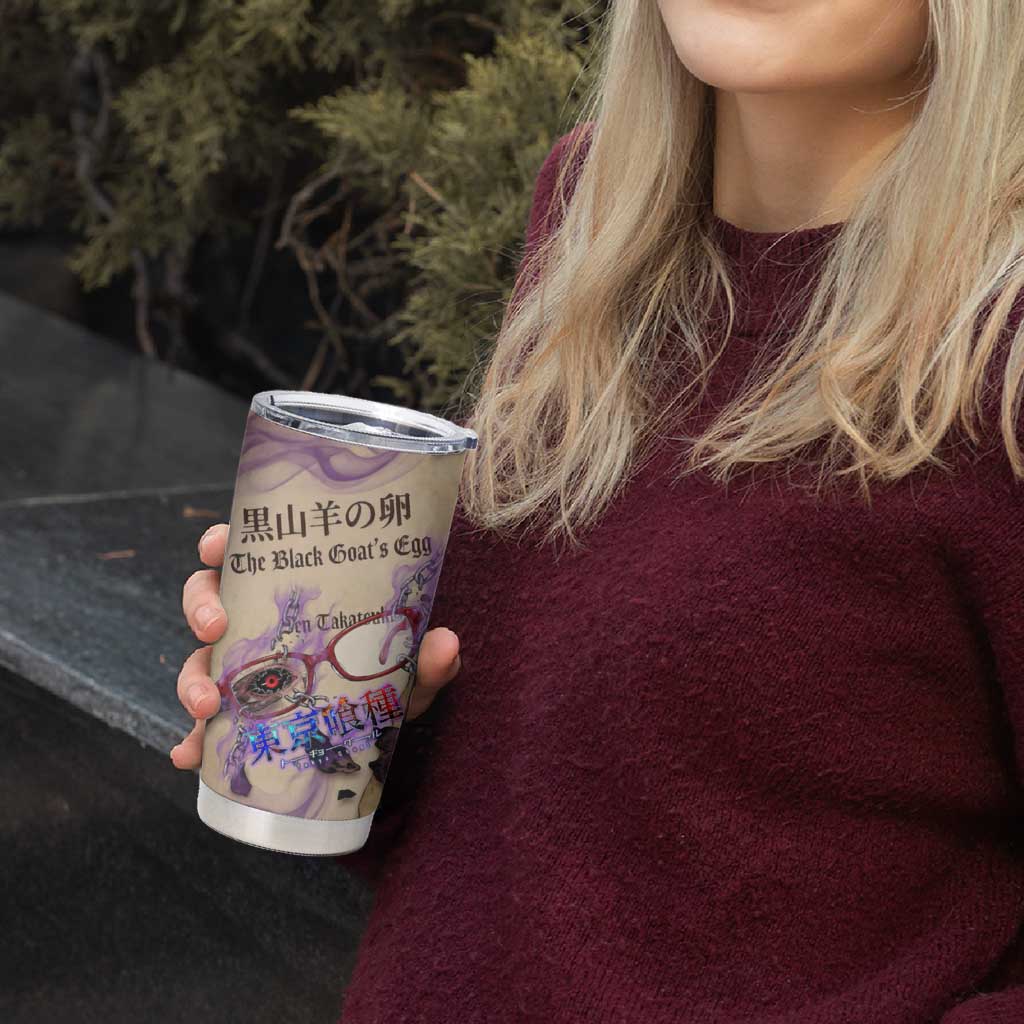 Rize Kamishiro Tokyo Ghoul Tumbler Cup Gothic Collage Style with Newspaper and Purple Rose Motif
