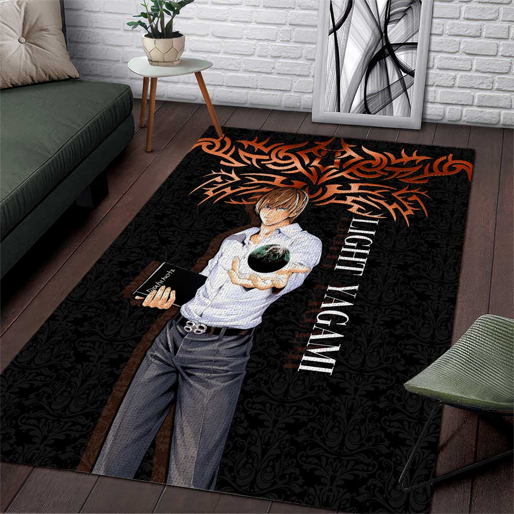 Light Yagami Death Note Area Rug Tribal Anime Fusion Style