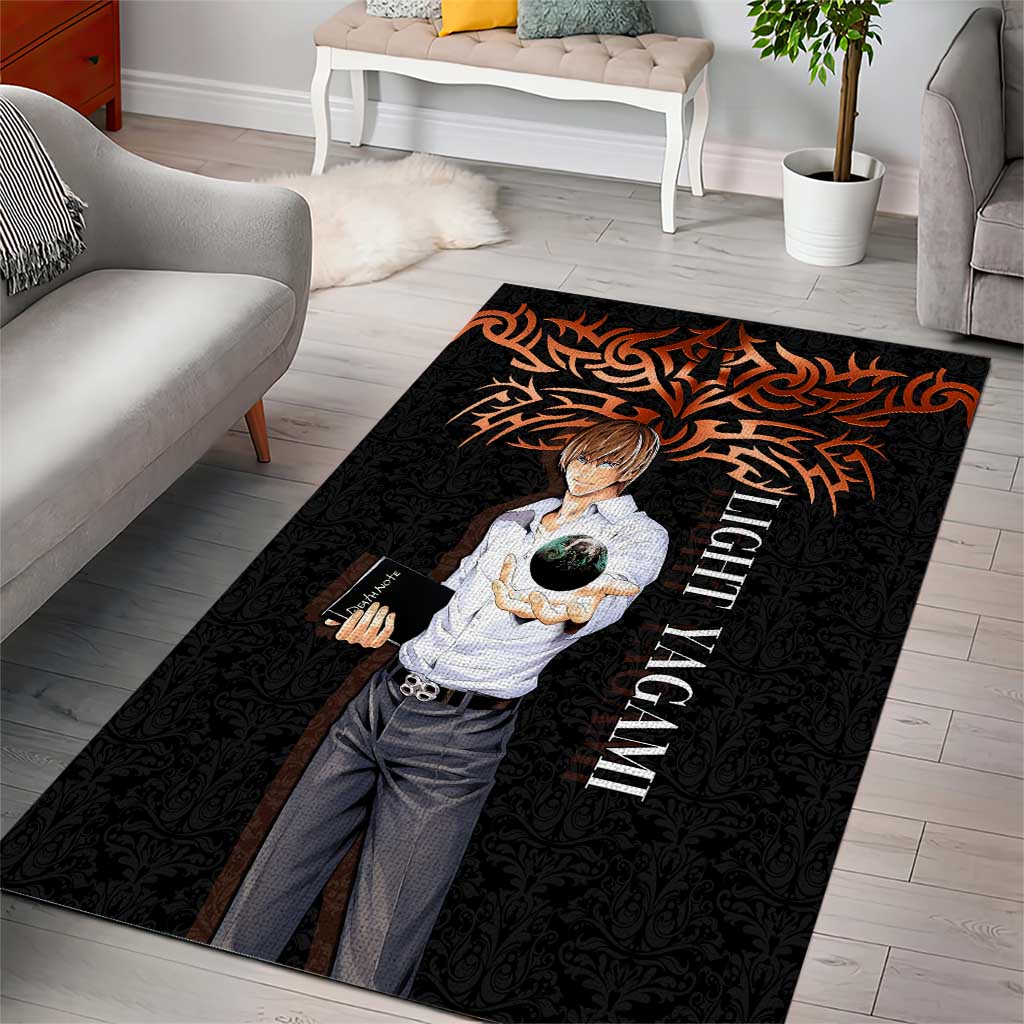 Light Yagami Death Note Area Rug Tribal Anime Fusion Style