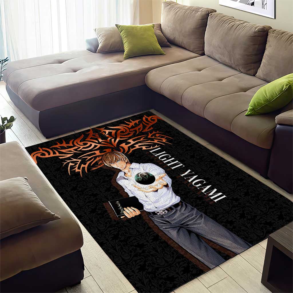 Light Yagami Death Note Area Rug Tribal Anime Fusion Style