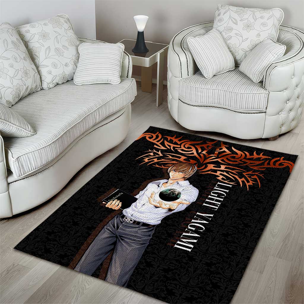 Light Yagami Death Note Area Rug Tribal Anime Fusion Style