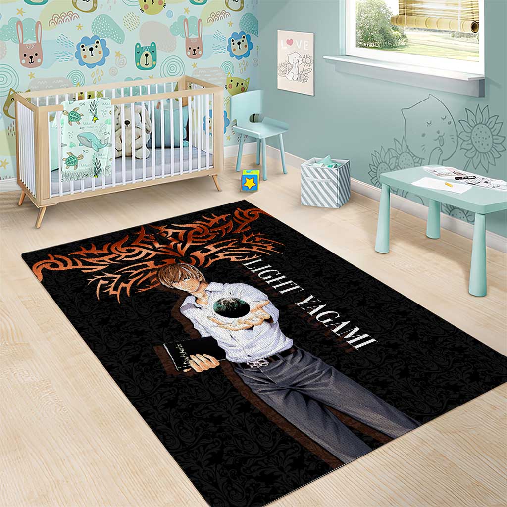 Light Yagami Death Note Area Rug Tribal Anime Fusion Style