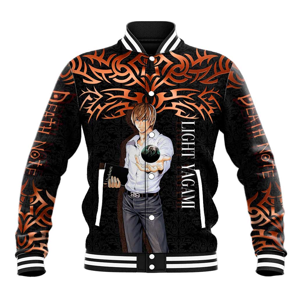 Light Yagami Death Note Baseball Jacket Tribal Anime Fusion Style