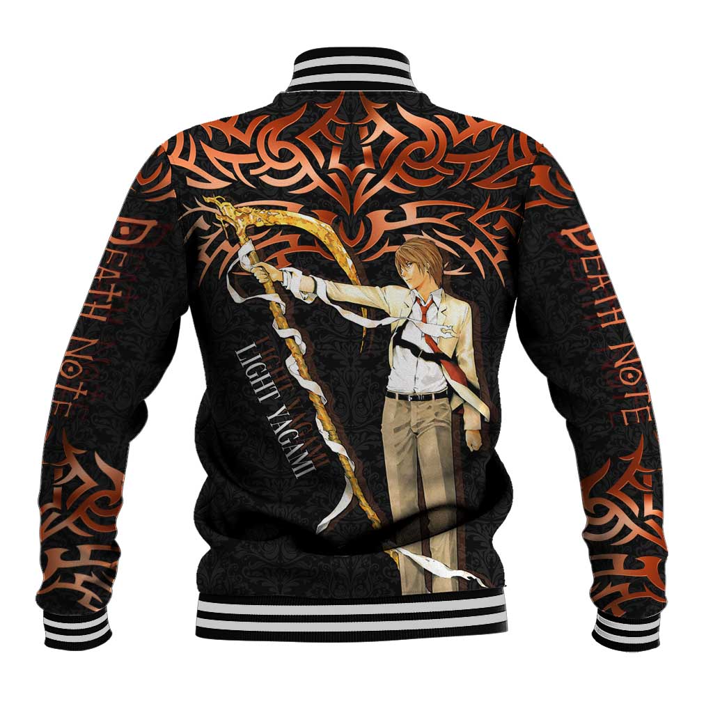Light Yagami Death Note Baseball Jacket Tribal Anime Fusion Style