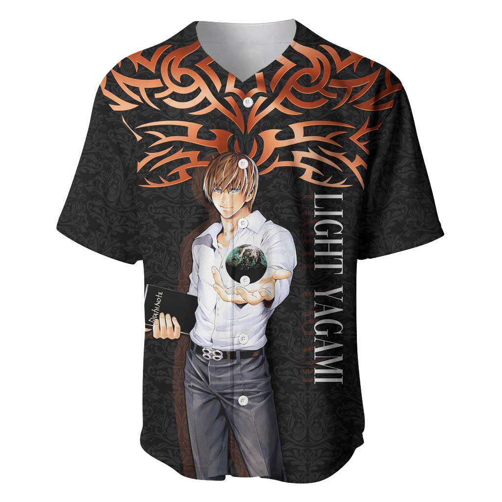 Light Yagami Death Note Baseball Jersey Tribal Anime Fusion Style