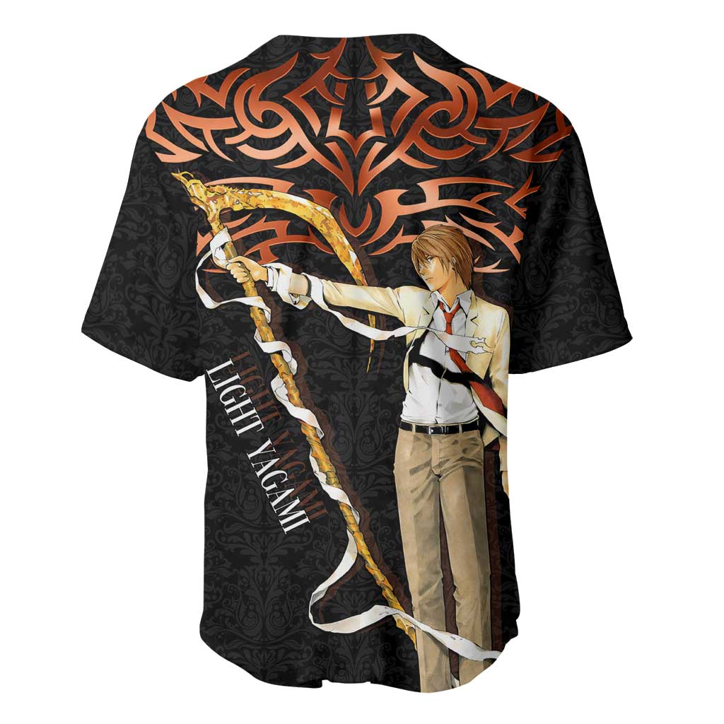 Light Yagami Death Note Baseball Jersey Tribal Anime Fusion Style