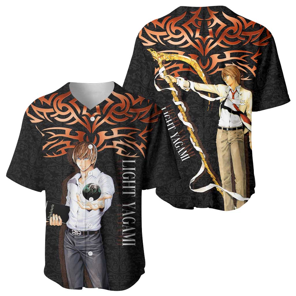 Light Yagami Death Note Baseball Jersey Tribal Anime Fusion Style