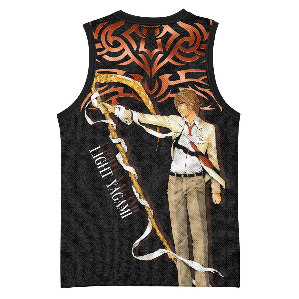 Light Yagami Death Note Basketball Jersey Tribal Anime Fusion Style